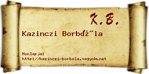 Kazinczi Borbála névjegykártya